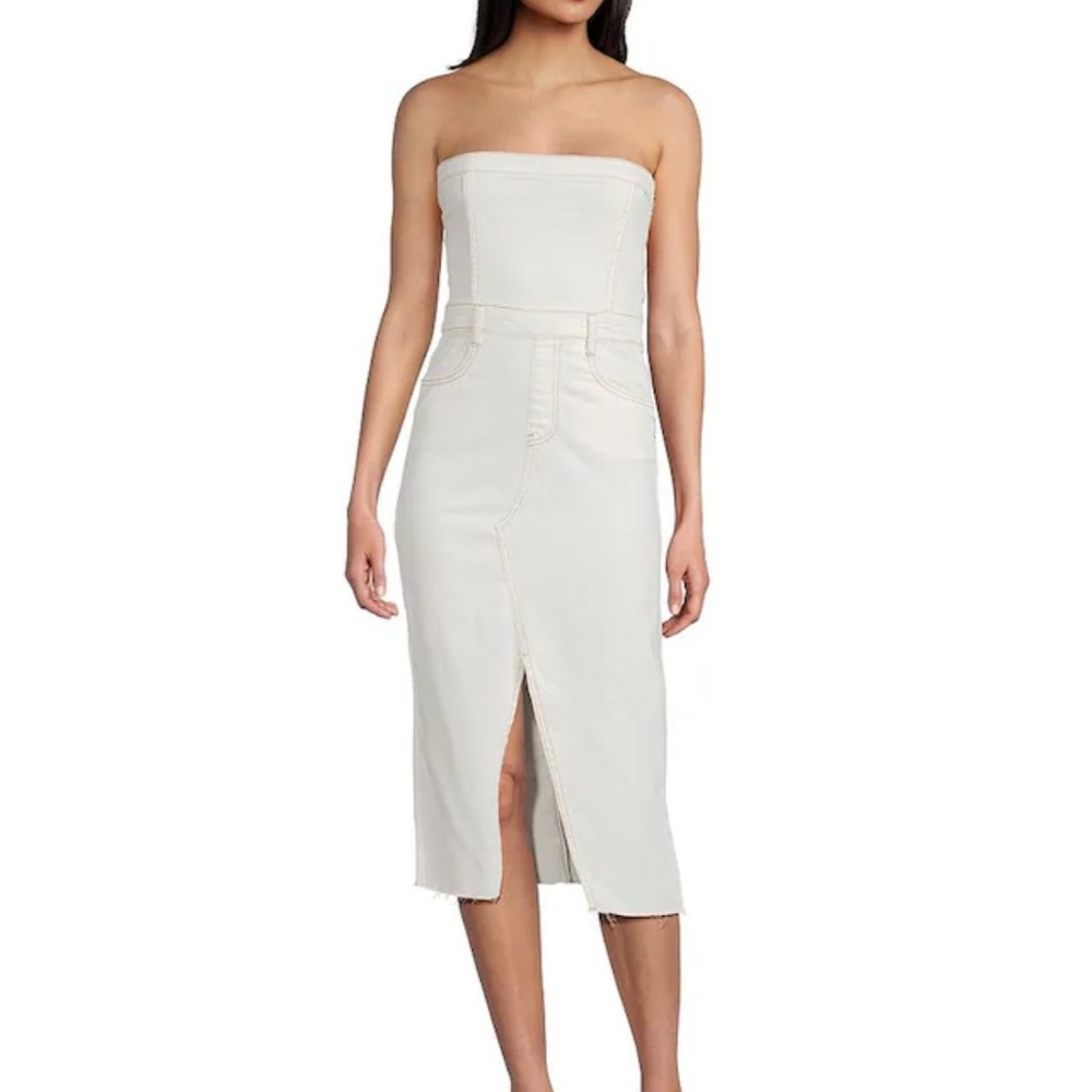 New With Tags Chic Strapless Denim Midi Dress